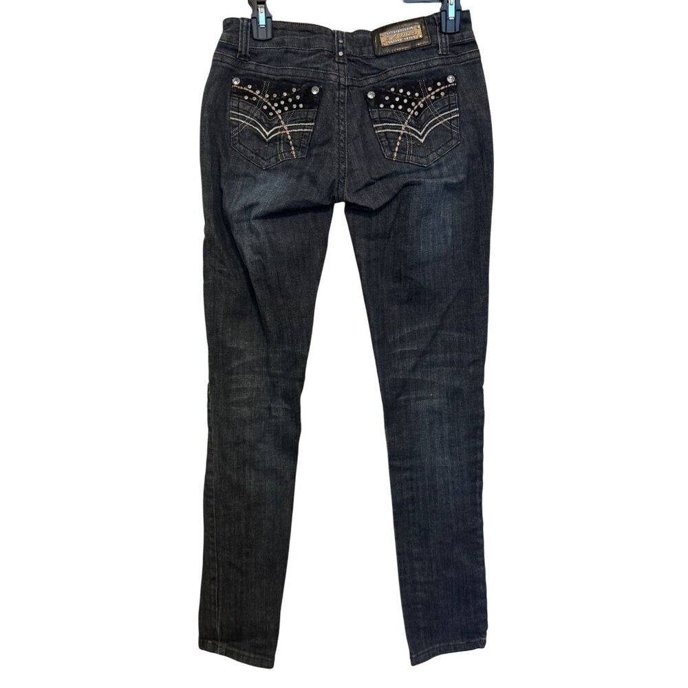 L.A. Idol Jeans Womens Size 5 Dark Wash Embellished Skinny Denim Pants USA